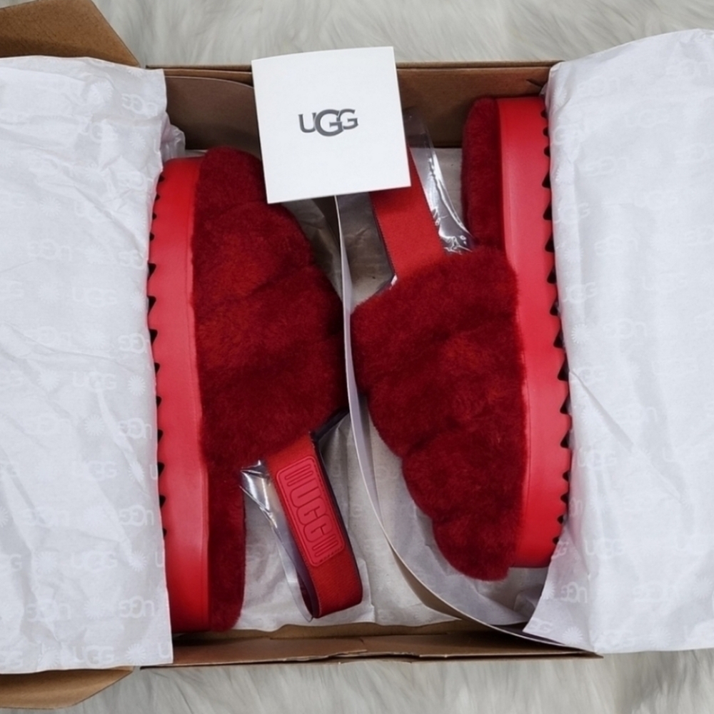 UGG Super Fluff Slipper Ribbon Red - Picture 7 of 16
